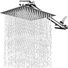 Regadera para Baño de 8 Pulgadas con 27cm Brazo de Ducha Ajustable , Cabeza de Ducha de Lluvia de Alta Presión