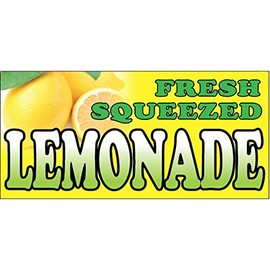 4 Less Co 12x6 Inch Food Truck Restaurant Store Sign Decal Sticker - Fresh Squeezed Lemonade