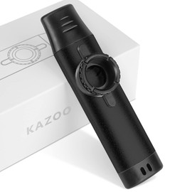Kazoos with 5 extra Membranes, Metal Kazoo with Adjustable Tone for Guitar, Ukulele, Violin, Piano, Keyboard, Easy to Learn Musical Instruments for beginners/adults/Music Lovers. (black)