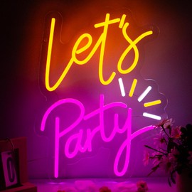 Goneons Let's Party Neon Sign for Wall Decor, USB Powered Lets Party Neon Light Sign with Dimmable Switch, LED Neon Light for Birthday Party, Wedding Party, Bachelorette Party, Engagement Party Decor