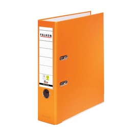Falken Original Coloured PP Plastic Folder, Made in Germany 8 cm-Wide DIN A4 Orange Ring Binder, Vegan-Friendly Lever Arch Folder, Letter Folder, Office Folder, Slotted Folder