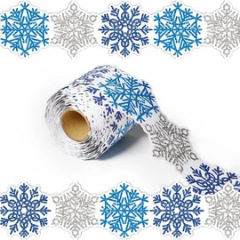 68.9 Feet Winter Snowflake Bulletin Board Borders, Shine Scalloped Borders Bulletin Board Border Decorative,Snowflake Rolled Border Trim for Classroom Decoration Strips Chalkboard Wall Decor - Color: Confetti /White