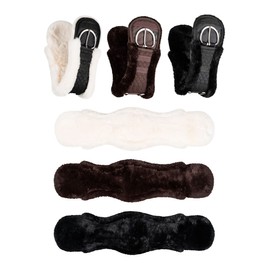 Equinate Classical Western Belt with Synthetic Lambskin - Anatomical Saddle Girth Western Belly Belt 65 70 75 80 85 90 cm Natural Brown Black (80 cm Black)