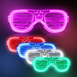 wellent 32 Pack Light Up Glasses New Years Eve Christmas Party Favors,5 Colors LED Glasses, Glow in Dark Party Supplies for Kids Adult, Shutter Shades Sunglasses for Birthday Wedding Christmas Gifts
