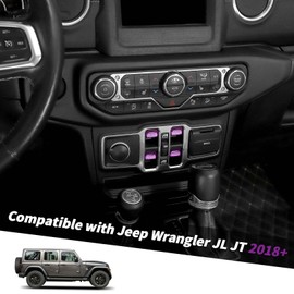 Jimen for JL/JT Window Button Cover, 4 Pack Window Switch Cover Trim Interior Accessories Compatible with Jeep Wrangler JL and Gladiator JT 2018-2023, Aluminum Alloy (Purple)