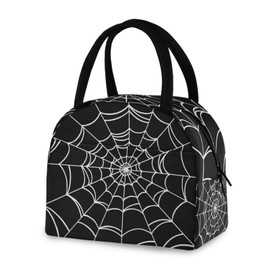 Goth Spider Web Lunch Bag for Women Men Reusable Insulated Lunch Tote Bag for Office Work School Picnic Hiking