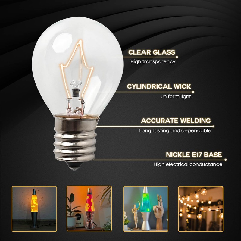 Seentech S11 E17 Middle Base 40 Watt 120V Incandescent Bulbs