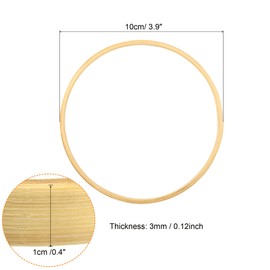 PATIKIL 12pcs Bamboo Floral Hoop Wooden 10cm Diameter Craft Ring DIY Wedding Wreath Decoration Dream Catcher Hanging Craft