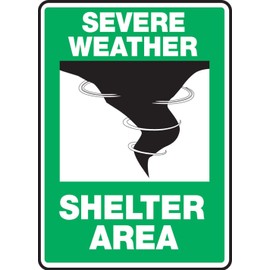 Accuform AccuformNMC "Severe Weather - Shelter Area" Safety Sign, Plastic, 10 x 7 Inches MFEX541VP, for Indoor or Outdoor Use, American Made Safety Tags, Signs, and Labels