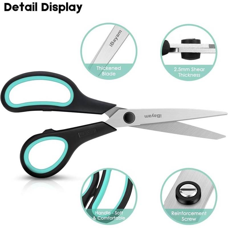 Sharp 3-Pack 8" Heavy Duty Scissors with Ultra Sharp Blades