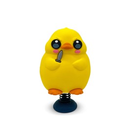 Duck with Knife Dashboard Dancer – Hilarious Bobblehead Angry Duck Holding a Knife – Funny Car Dashboard Toy – Soft Plastic w/ Adhesive Pad – Cute, Quirky Gift for Drivers, Office Desks & Gag Gift