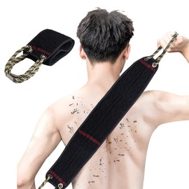 Exfoliating Back Scrubber for Shower Body Brush, Back Brush Back Scrubber Band for Body Scrub, Back Wash Strap, Double-Sided Back Scrub Wash Cloth, 2 Handles, Remove Dead Skin