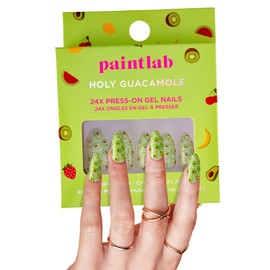 PaintLab Press On Nails - 24 Piece Fake Nails with Glue, Nail File, Prep Pad & Cuticle Stick | Non Toxic & Cruelty Free | Long Lasting & Complete Glue On Nails for Women & Girls (Holy Guacamole)