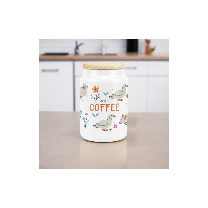 Purely Home Ducks & Flowers Ceramic Tea Storage Canister -
