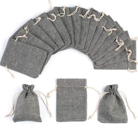 ToBeIT Jute Bags 25 Pieces 10 x 14 cm Natural Bags - Jute Bag Gift Bags with Drawstring Small Packaging for Jewellery Wedding Party Celebrations Christmas (Grey)