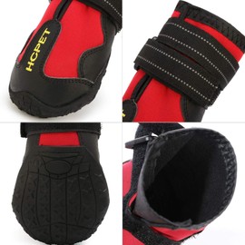 Waterproof Dog Boots, Dog Shoes with Reflective Strap Outdoor Pet Dog Shoes Anti-Slip Soft Rubber Sole Wear Resistant Breathable for Small Medium Large Dogs Puppy (Red S)