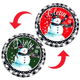 Dishwasher Magnet,Clean Dirty Sign Indicator- Double Sided Magnet with Magnetic Plate, Kitchen Dish Washer Refrigerator Reversible Indicator Snow