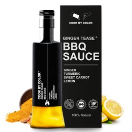 Cook by Color, Gluten Free & Sugar Free BBQ Sauce, Keto BBQ Sauce, Low Sodium, Infused with Ginger, Turmeric, Sweet Carrot & Lemon, Unique Barbeque Sauces, Ginger Tease Flavor, 11.8 Fl Oz