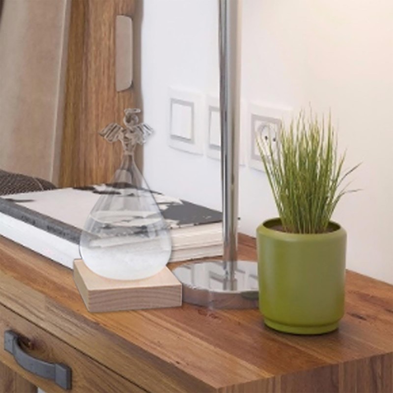 Storm Glass Weather Station,Water Drop Weather Predictor with Wood Base