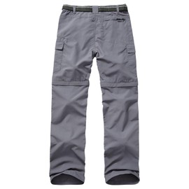 Mens Hiking Convertible Pants Quick Dry Zip Off Lightweight Cargo Fishing Work Pants Trousers with Belt,5506,Grey,34