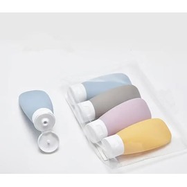 Travel Bottles 4 PCS Silicone, Refillable Shower Gel and Shampoo Cosmetic Bottles, Leak-Proof Empty Tubes for Toiletries and Makeup, Portable Squeeze Soft Lotion Containers, TSA compliant.