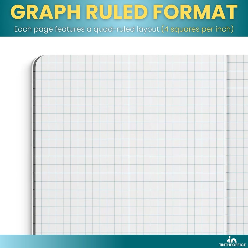 1InTheOffice Graph Composition Book, 9.75" x 7.5" Graph Paper Notebook,