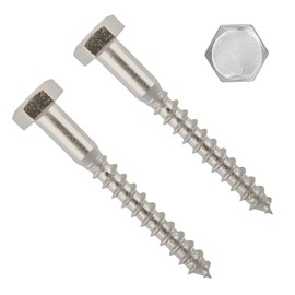 TERF® M8 X 180mm Coach Screws Hex Head Stainless Steel A2 (304) Coach Screw M8 (8mm) X 180mm Wood Masonry Brick Concrete Wall Fixing Lag Screw Bolts - Pack of 2