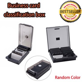 (24x12x7.5cm) Black Plastic Index Record Card Box, Two Size Filing Box with Dividers & A-Z Index Tabs for Desktop Business Name Card Holder for 500/1000 Standard Business Cards