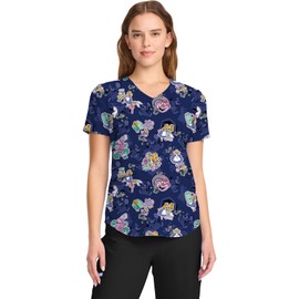 Tooniforms Women Scrubs Top V-Neck Print Plus Size - TF737, 3XL, Wonderous Flowers