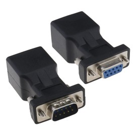 EMSea 2pcs 9 Pin RS232 DB9 to RJ45 Serial Adapter Ethernet Converter for Standard 9 Pin D-Sub RS 232 Devices Computer Laptop Printer DB9-F to RJ45-F and DB9-M to RJ45-F