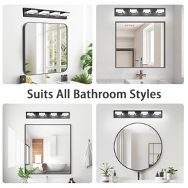 IZORRO LED Modern Bathroom Lighting Fixtures Over Mirror (4-Light, 30 inch, Dimmable) Matte Black Bathroom Vanity Light Fixture with 360°Rotatable Head (Cool White 6000K)