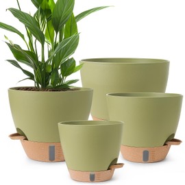 WEICHENGXING Plant Pots,12/10/9/8/ Inch Large Plastic Self Watering Flower Pots Indoor Outdoor with Drainage Holes, Deep Reservoir,Nursery Planting Pot for Indoor Out Door Plants