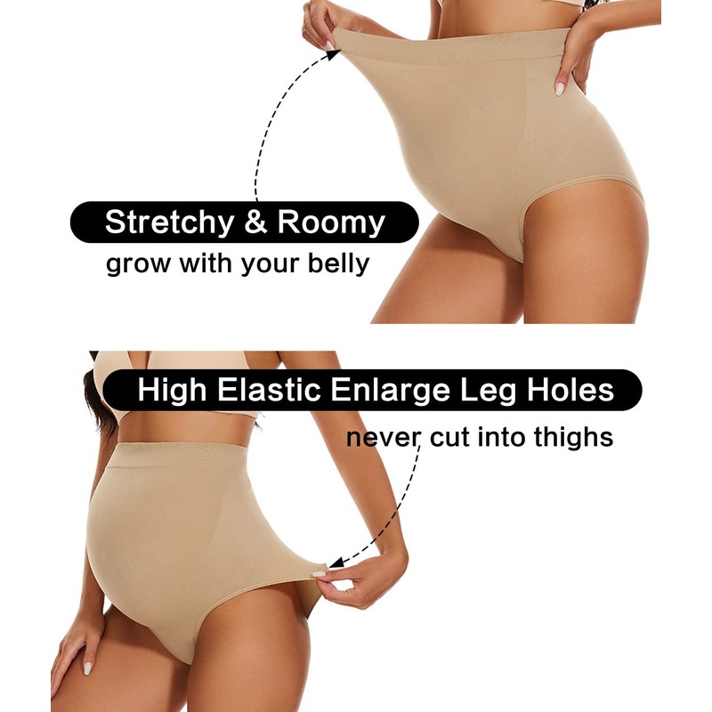 KUNINDOME Seamless Maternity Underwear Panties, 5 Pack, Medium