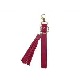 PAMIR TONG Leather Wristlet Strap for Key, Hand Wrist Lanyard Key Chain Holder with Tassel for Wallet Purse Clutch Cellphone, Rose, MIDDLE
