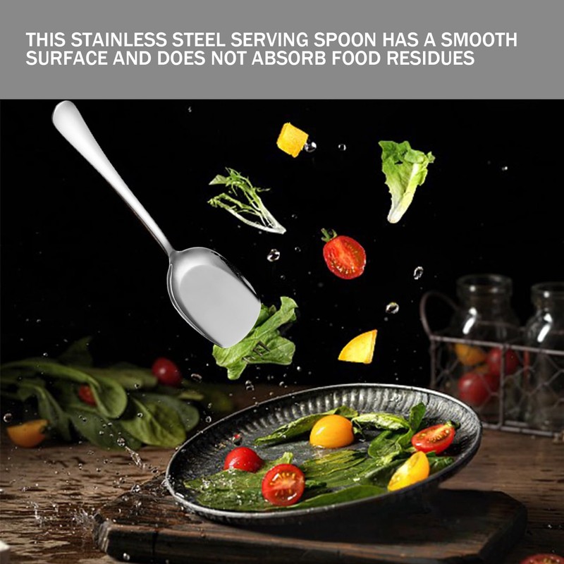 3 Pieces Stainless Steel Serving Spoons, Buffet Spoons, Large Long
