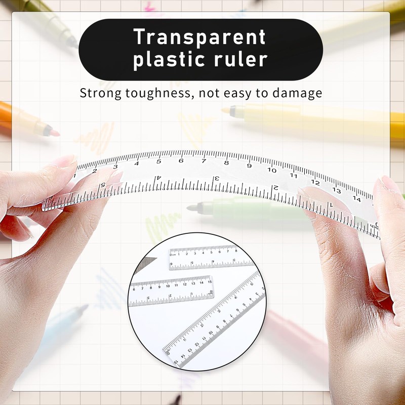 3 Pack 15cm Clear Ruler 6 in Small Ruler Plastic