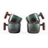CLASGLAZ 2.5oz Ceramic Espresso Cups with Wooden Handle, Small Coffee