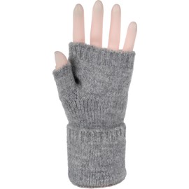 styleBREAKER 09010052 Women's Fingerless Knitted Gloves Plain with Waistband Warm Winter Gloves, grey mixed