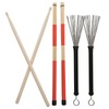 Drum Stick Brush Set Jazz Retractable Metal Wire 5A Bamboo