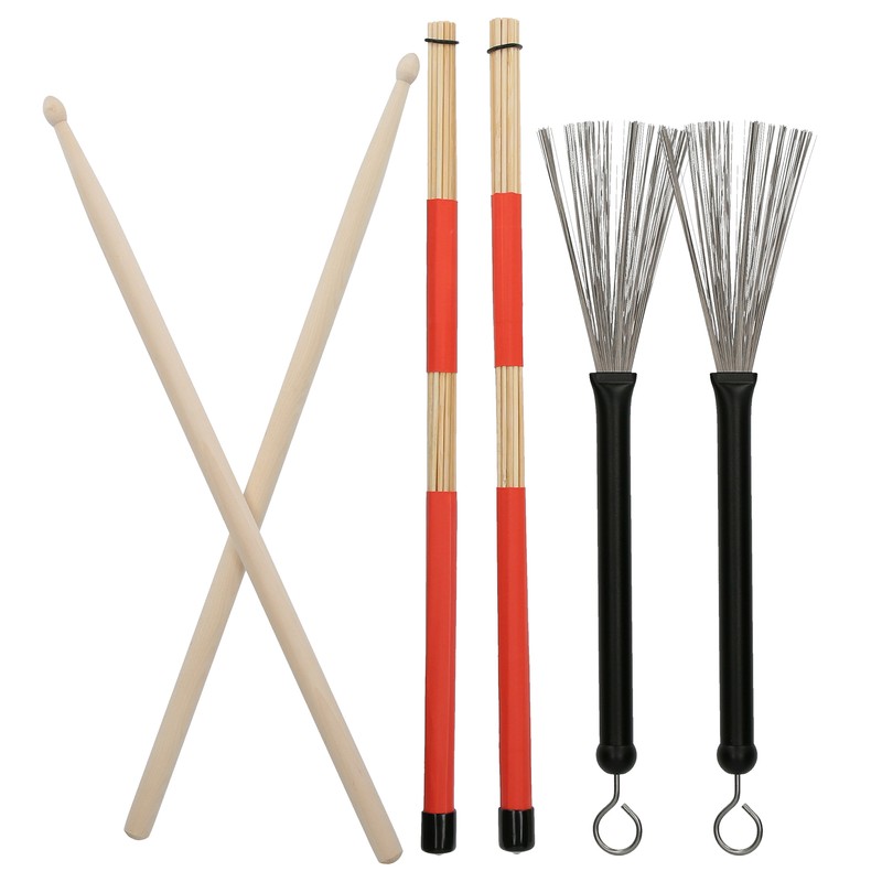 Drum Stick Brush Set Jazz Retractable Metal Wire 5A Bamboo