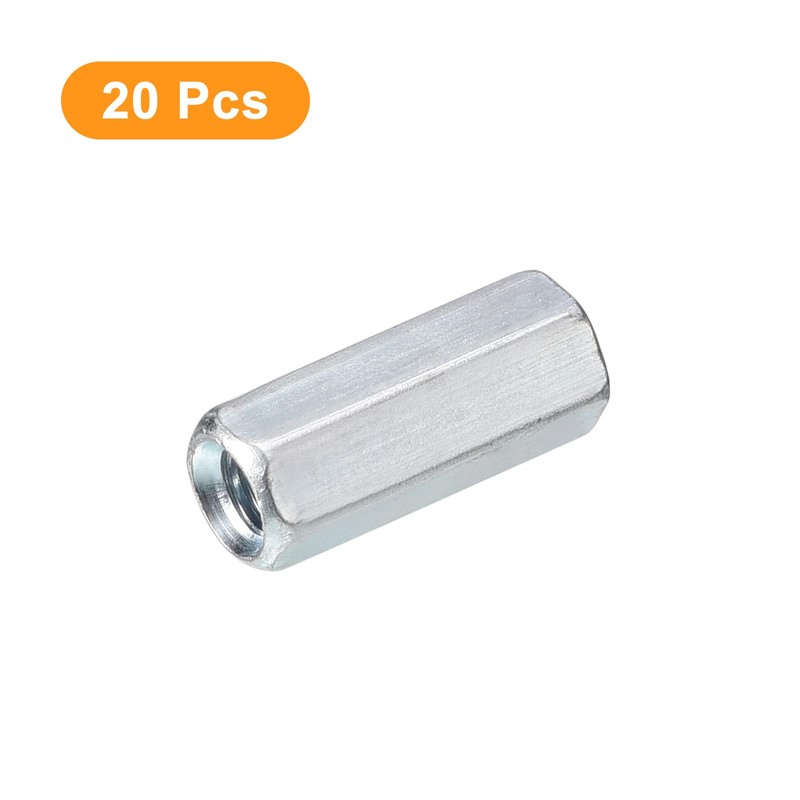 sourcing map 20pcs M5x8x20mm Coupling Nuts - Galvanized Carbon Steel