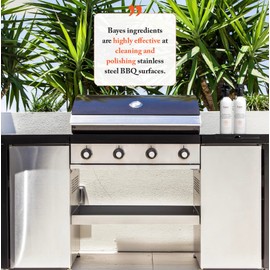Bayes High-Performance Stainless Steel BBQ Exterior Cleaner and Protectant - Cleans, Shines and Protects Stainless Steel Barbecue Surfaces, Shields from Outdoor Elements - 16 oz