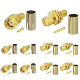 Superbat RPSMA Crimp Connector Kit RP SMA Male + RP SMA Female Crimp Solder Fixing Connector Kit RG58 RG303 RG141 RG142 RG400 LMR195 Low Loss Coaxial Cable (Total 10pcs)
