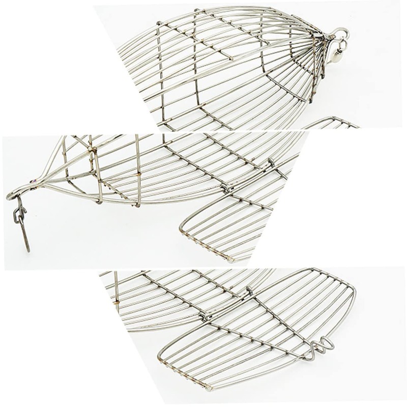 Gatuida Stainless Steel Olive Shape Bait Cage Fishing Trap for