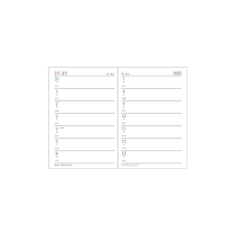 Daigo E1014 Planner, 2025 Schedule Book, Appointment Weekly, 2 Weekly