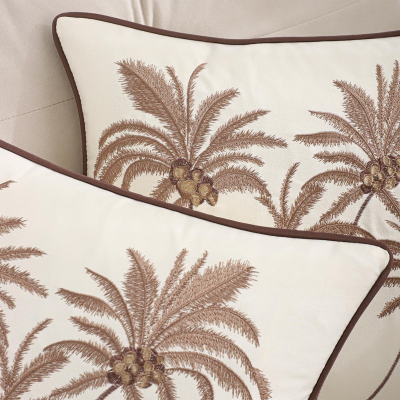 Tosleo Set of 2 Spring Summer Cushion Cover Brun Palm