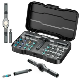 Ankilo Ratchet Screwdriver with 24 Pieces Magnetic Bit, Manual DIY Magnetic Multi Bit Set with Removable Ratchet Handle, Portable Repair Tool Set for Cars, Desktop Computers