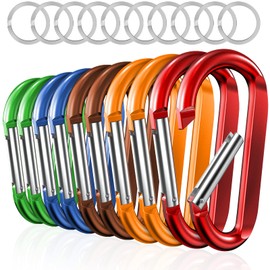 sprookber 3" Carabiner Clip Keychain, D Ring Caribeaner Clip, Key Clip Caribeener, Spring Snap Hook for Bag/Buckle, Set of 10 (Multicolor)