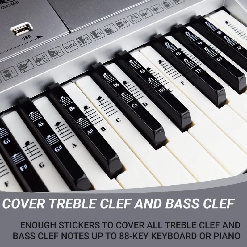 QMG Piano and Keyboard Full Set Stickers for White and