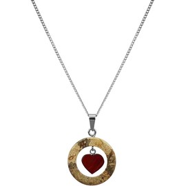 Marble Stories Marble Necklaces for Women Trendy, Long Ring and Heart Necklace for Womens, Western Jewelery Gift for her (Small Ring Heart - Coral)